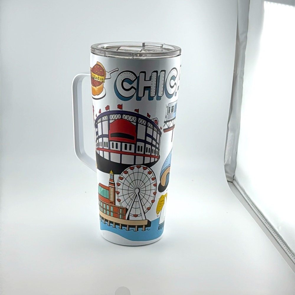 GREENLINE GOODS CHICAGO CITY TUMBLER DRINKING CUP WITH LID 30OZ/STAINLESS STEEL